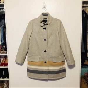 Club Monaco Gray Coat with Neutral-Colored Stripes